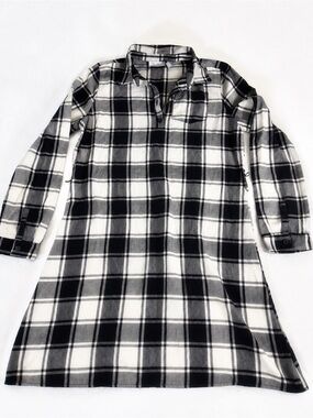 Place Black and White Plaid Long-Sleeve Shirt Dress